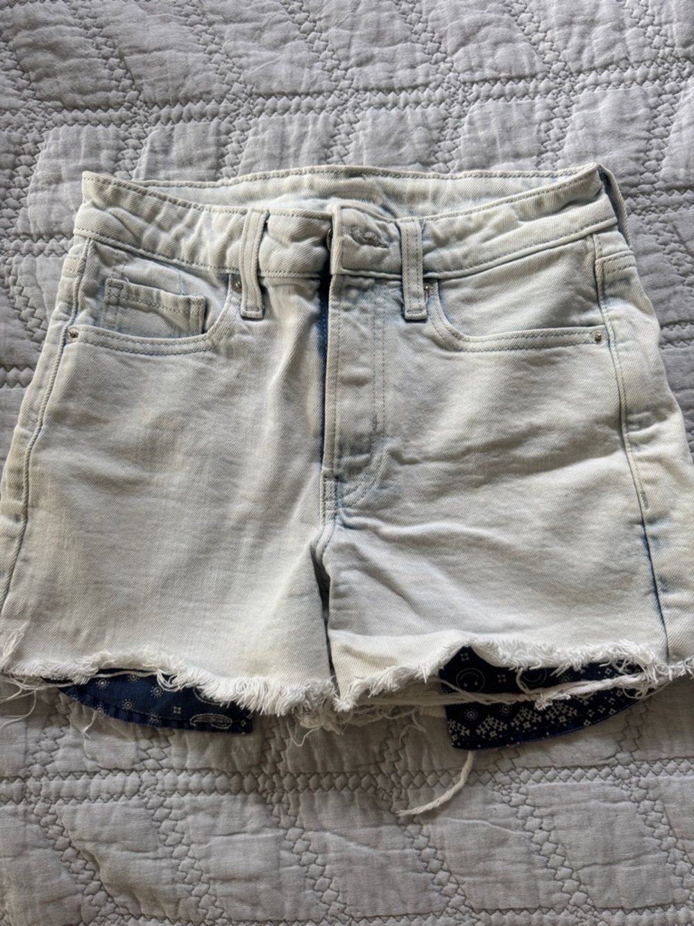 Old Navy Light Wash Denim Jean Shorts with Bandana Lining